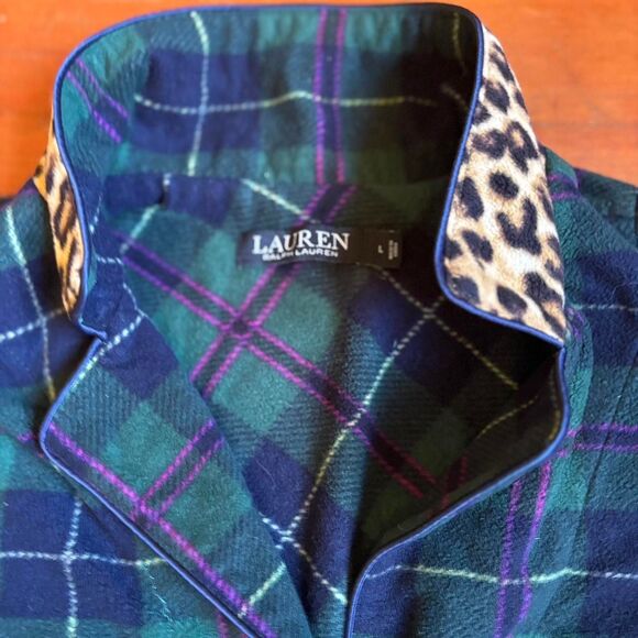 Ralph Lauren women’s fleece plaid pajama set. Size L. - Picture 6 of 6